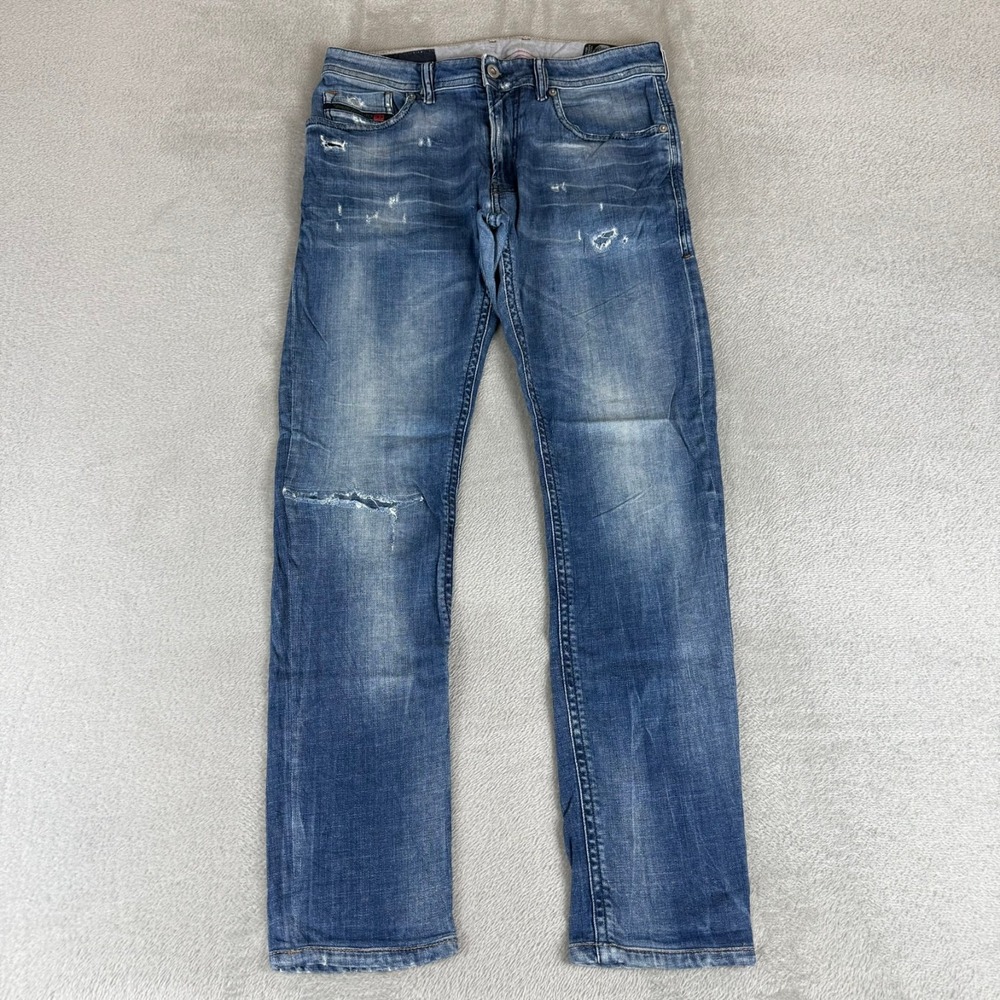 Diesel Thommer Slim Skinny Jeans Mens 30x30 Blue Denim Distressed Stretch 084MX